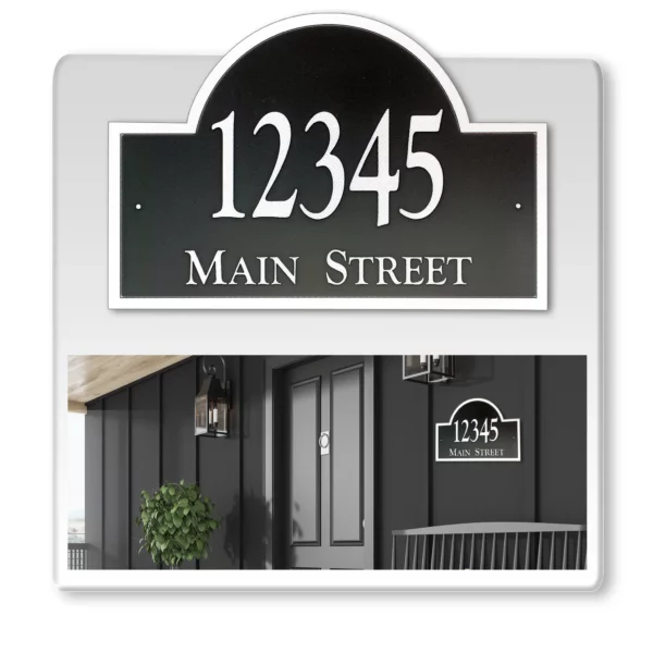 Address Plaque - Arch, Super Reflective House Number Sign, Pre-Drilled Holes for Easy Installation