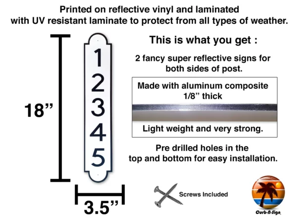 Address Plaque, Vertical - 2 Pack - Fancy, Custom Address Numbers for Outdoor House, Pre-drilled Holes for Easy Installation - Image 3