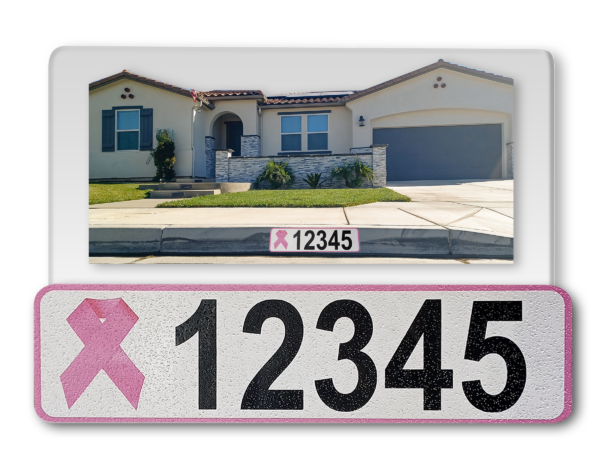 Curb-Wrap, Breast Cancer, Self-Adhesive Reflective House Address Numbers