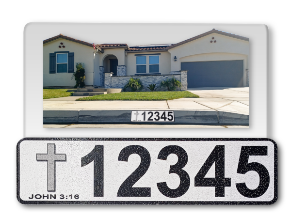 Curb-Wrap, Cross, Self-Adhesive Reflective House Address Numbers