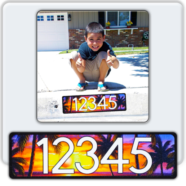 Curb-Wrap, Beach Scenes, Self-Adhesive Reflective House Address Numbers